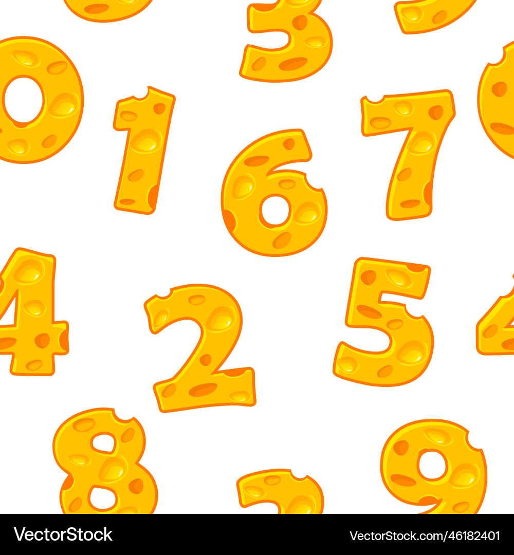 Seamless pattern of cheese numbers vector image