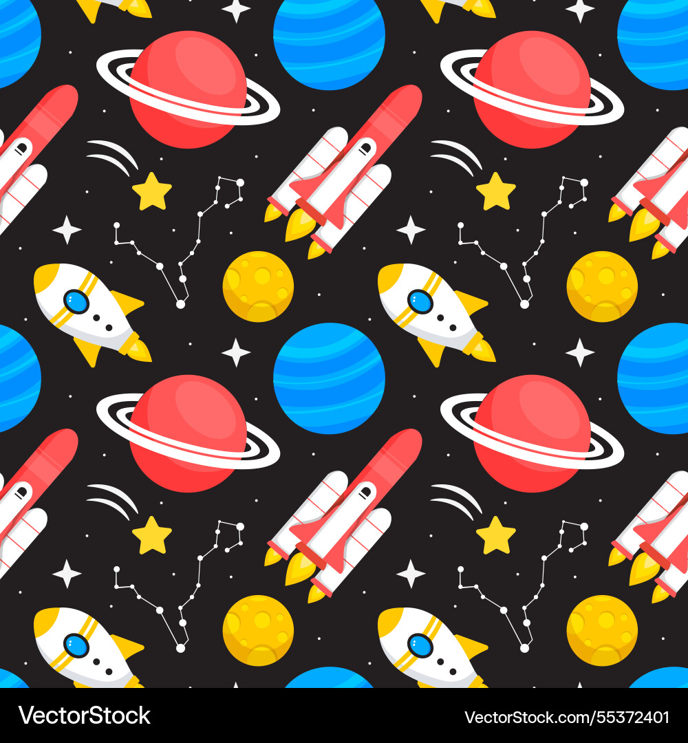 Seamless pattern of outer space exploration Seamless pattern of outer space exploration vector image