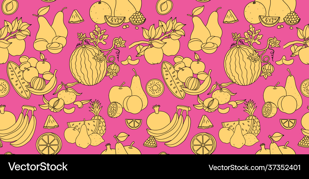 Seamless pattern with fruits linear drawing Seamless pattern with fruits linear drawing vector image