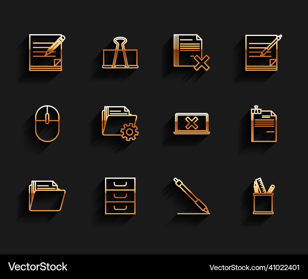 Set line document folder drawer with documents Set line document folder drawer with documents vector image