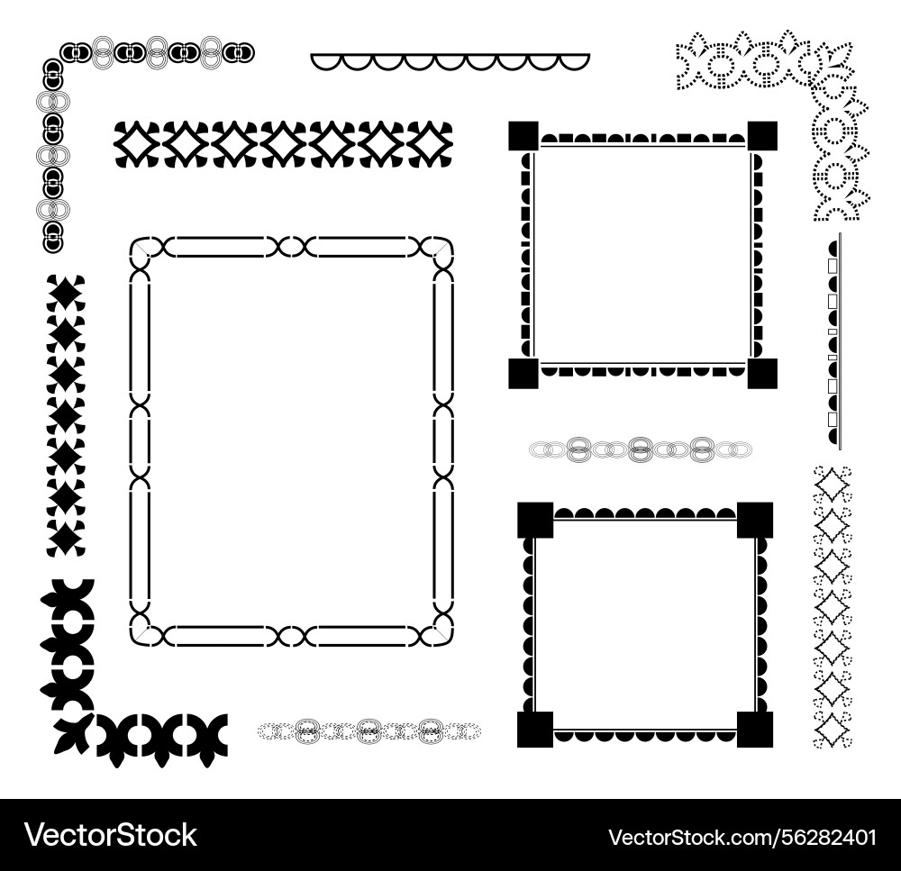 Set of decorative frames and borders Vector Image