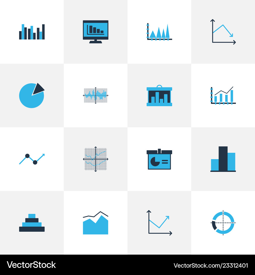 Set of graphs diagrams and statistics icons Set of graphs diagrams and statistics icons vector image