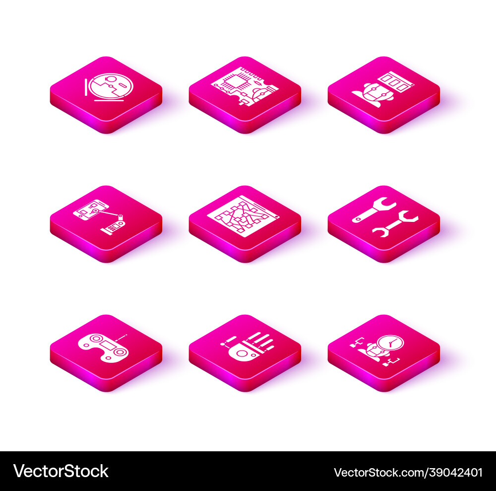 Set remote control mechanical robot hand Set remote control mechanical robot hand vector image