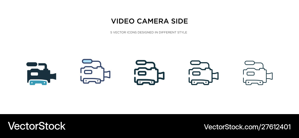 Video camera side view icon in different style Video camera side view icon in different style vector image