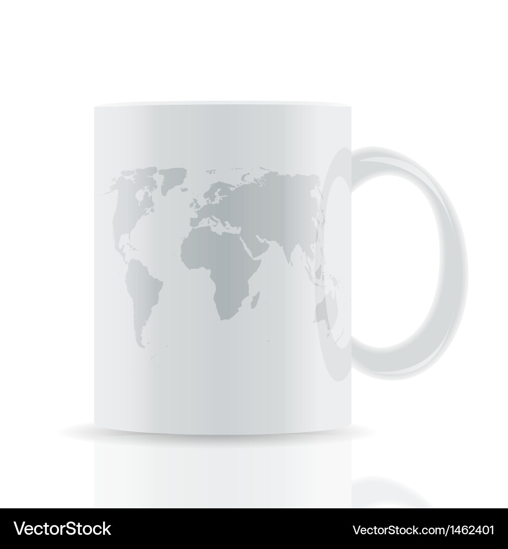 White cup with map isolated on background Vector Image