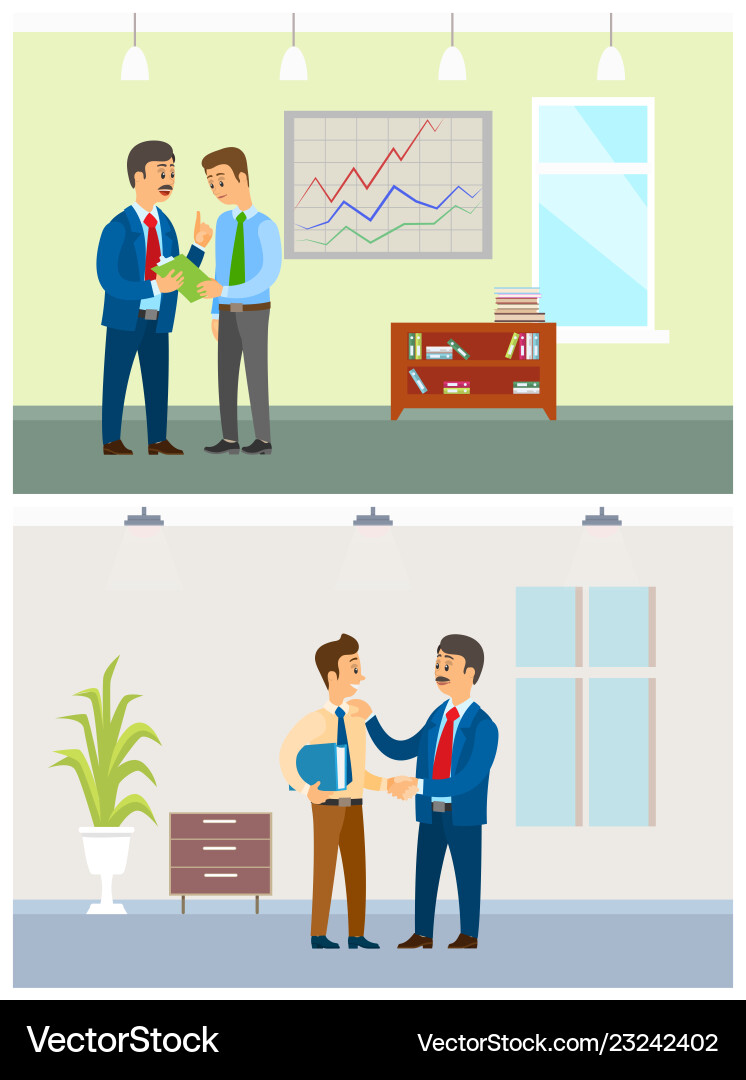 Arbeitsaufgabe und Bestellungen Chefbüro Mitarbeiter Arbeitsaufgabe und Bestellungen Chefbüro Mitarbeiter vektorbild