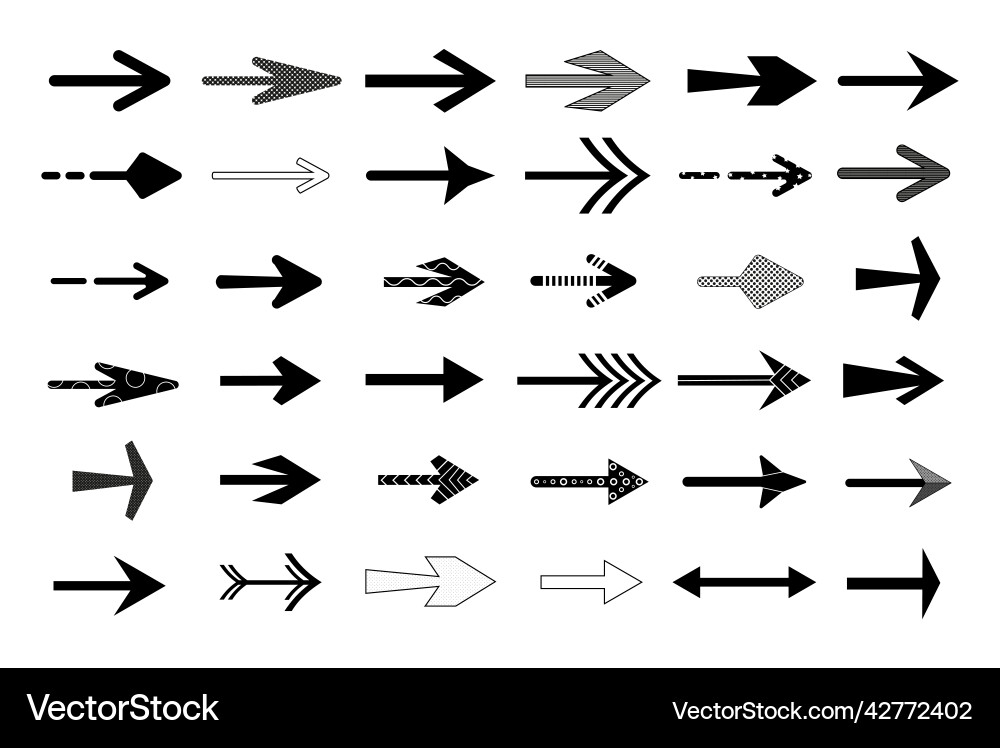 Big black set of arrows arrow icon cursor Big black set of arrows arrow icon cursor vector image