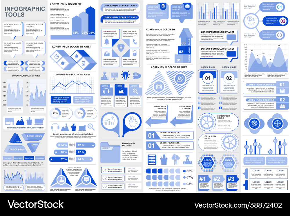 Bundle infographic elements data visualization vector image