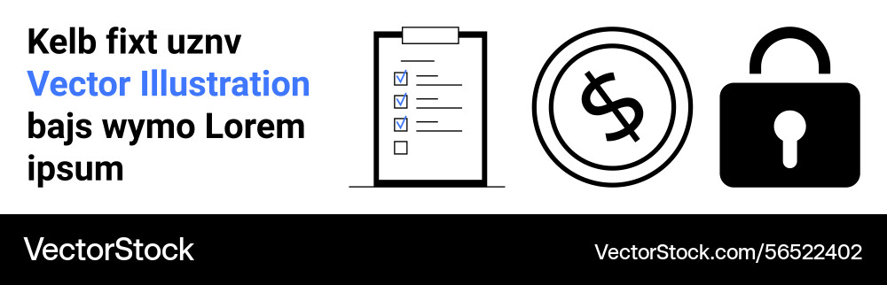 Checklist dollar coin and padlock representing Vector Image