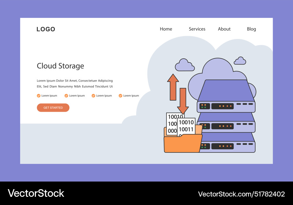 Cloud storage web or landing virtual data servers Cloud storage web or landing virtual data servers vector image