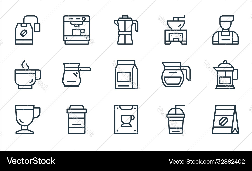 Coffee line icons linear set quality vector image