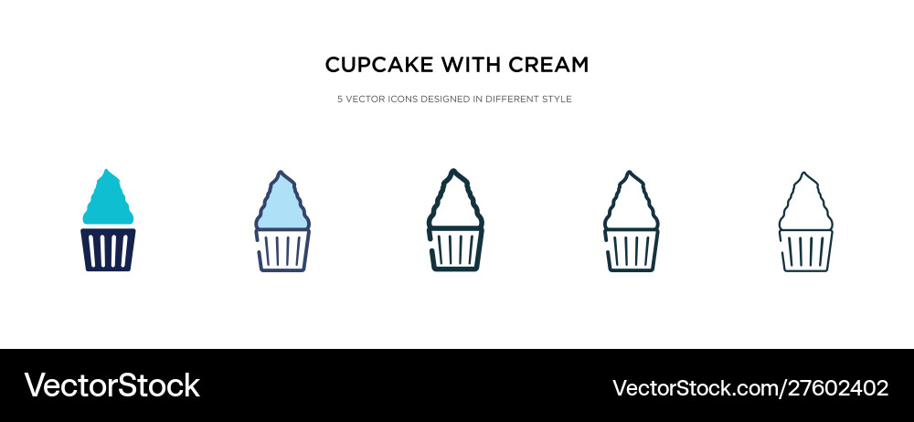 Cupcake with cream icon in different style two Cupcake with cream icon in different style two Vector Image