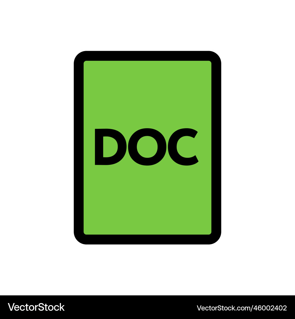Doc file icon line isolated on white background Doc file icon line isolated on white background vector image