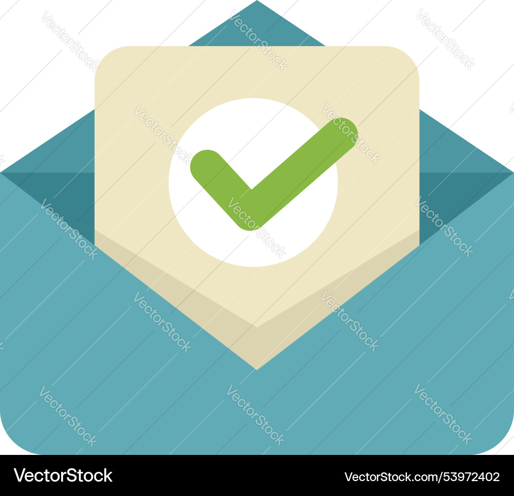 Email containing check mark showing validation Email containing check mark showing validation vector image