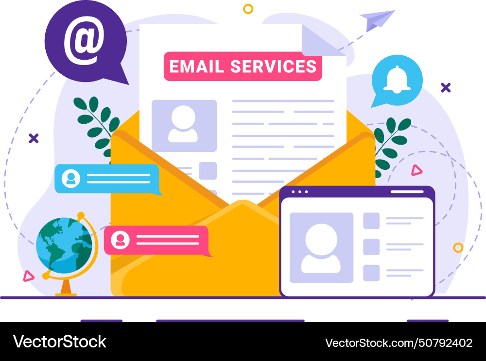 Email service with file correspondence delivery Email service with file correspondence delivery vector image