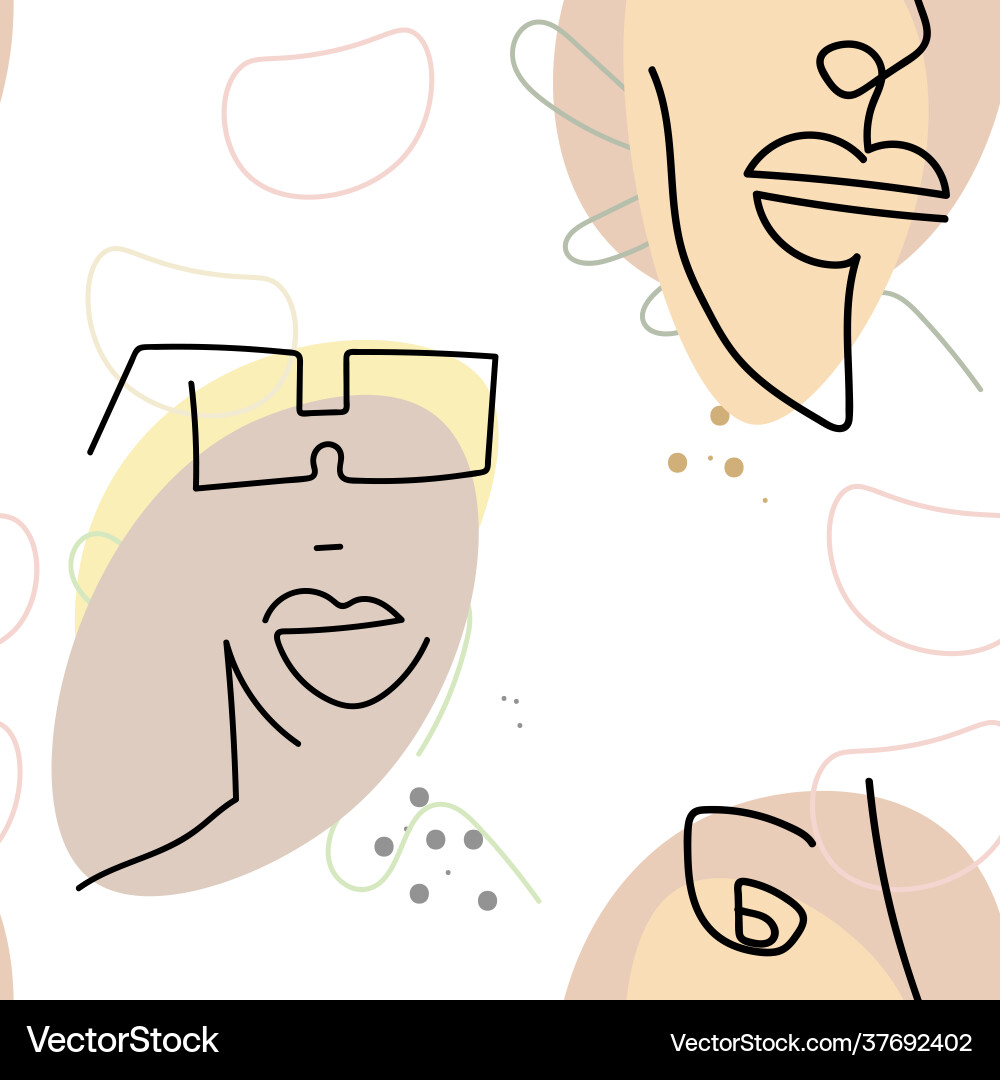 Face line pattern abstract drawing seamless print Face line pattern abstract drawing seamless print vector image