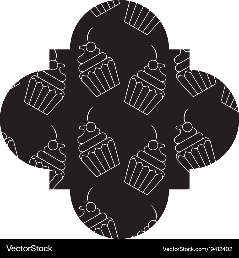 Frame with cupcake pattern background Vector Image