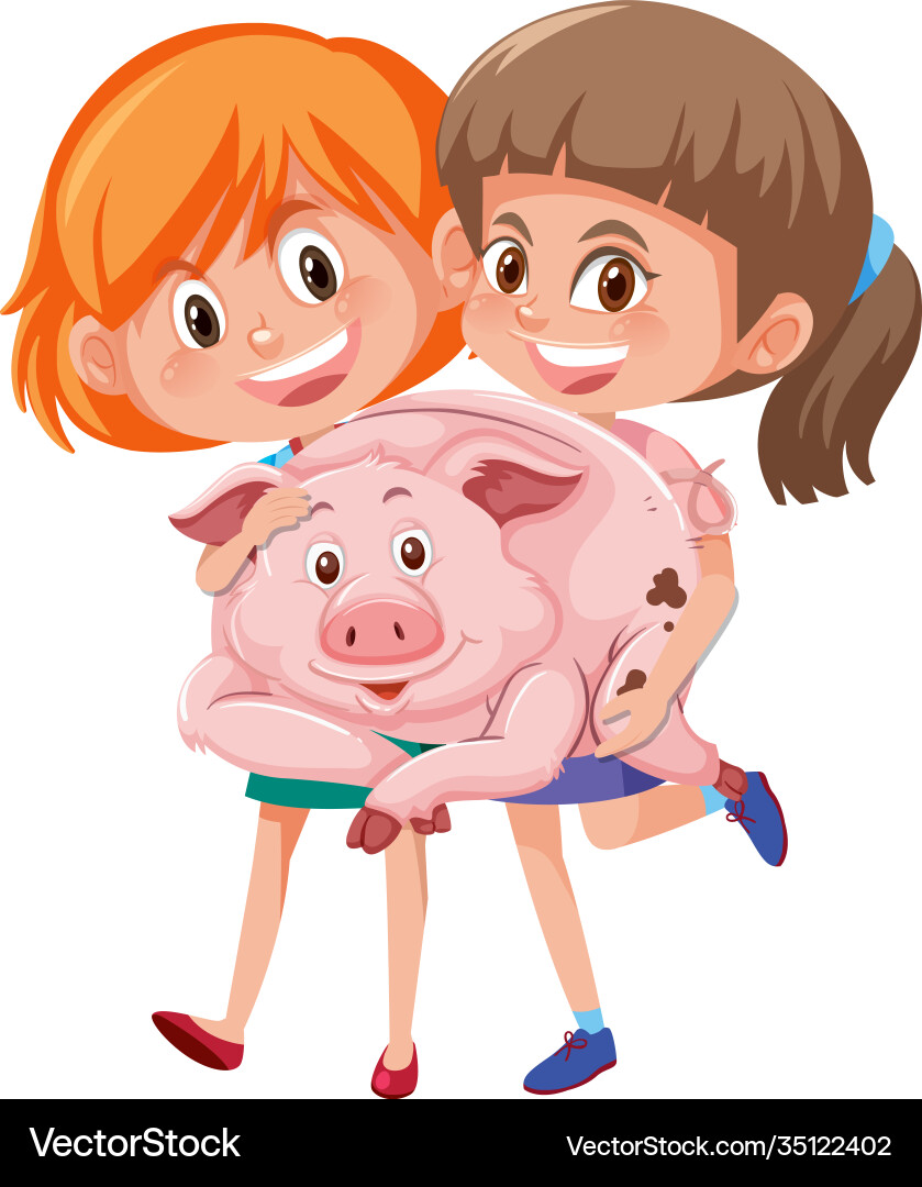 Girl holding cute animal cartoon character Girl holding cute animal cartoon character vector image