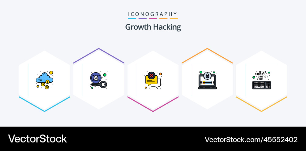 Hacking 25 filledline icon pack including secure Vector Image