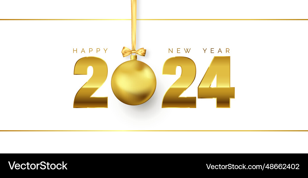 Happy new year holiday greeting card golden text Happy new year holiday greeting card golden text vector image