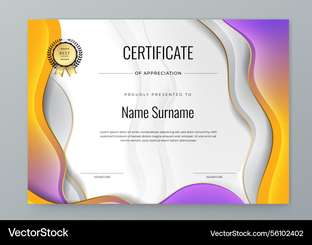 Modern certificate template with colorful design Modern certificate template with colorful design Vector Image