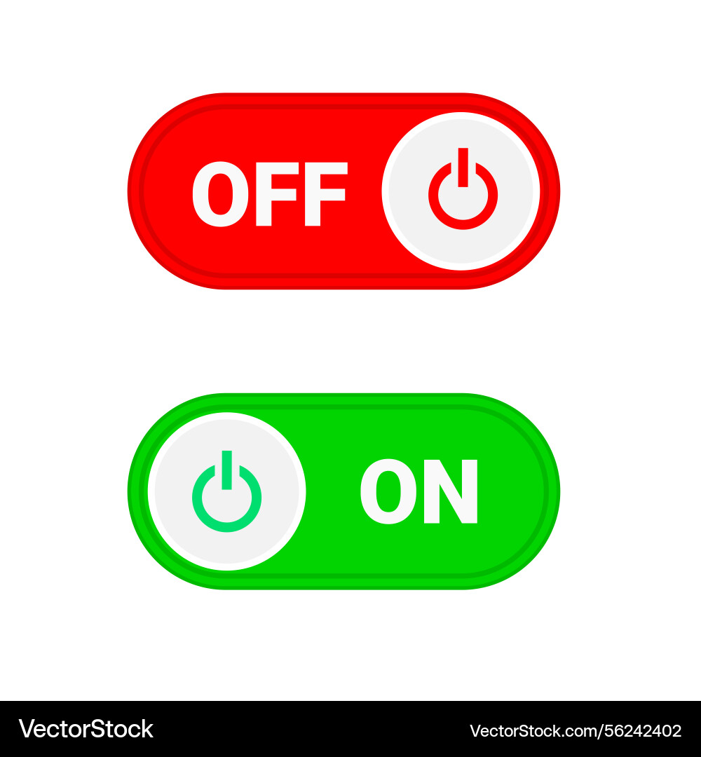 On and off toggle switch buttons Vector Image