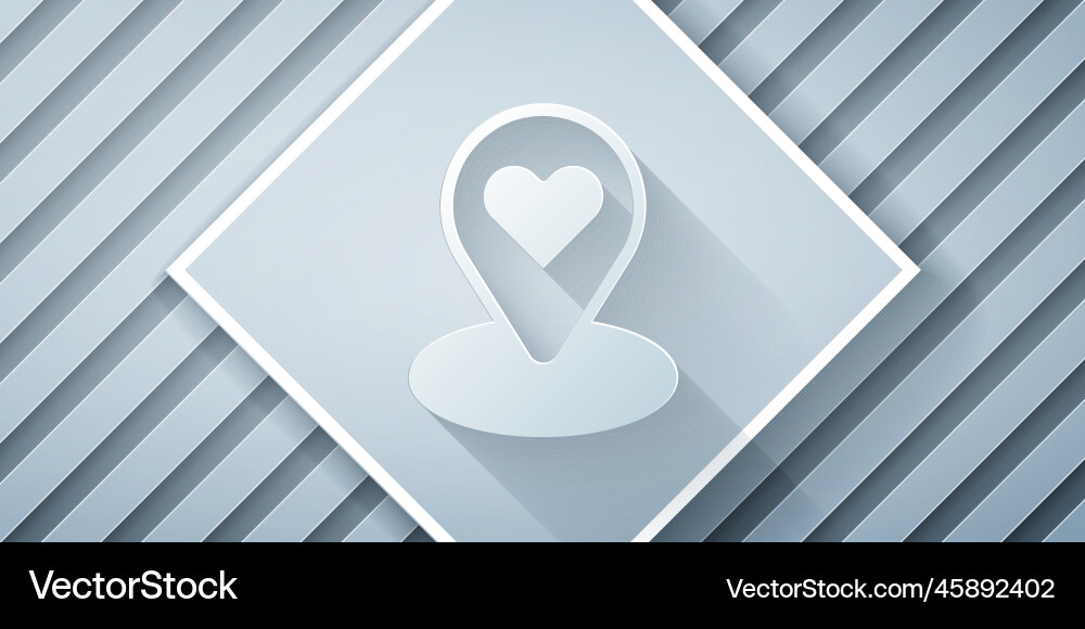 Paper cut map pointer with heart icon isolated Paper cut map pointer with heart icon isolated vector image