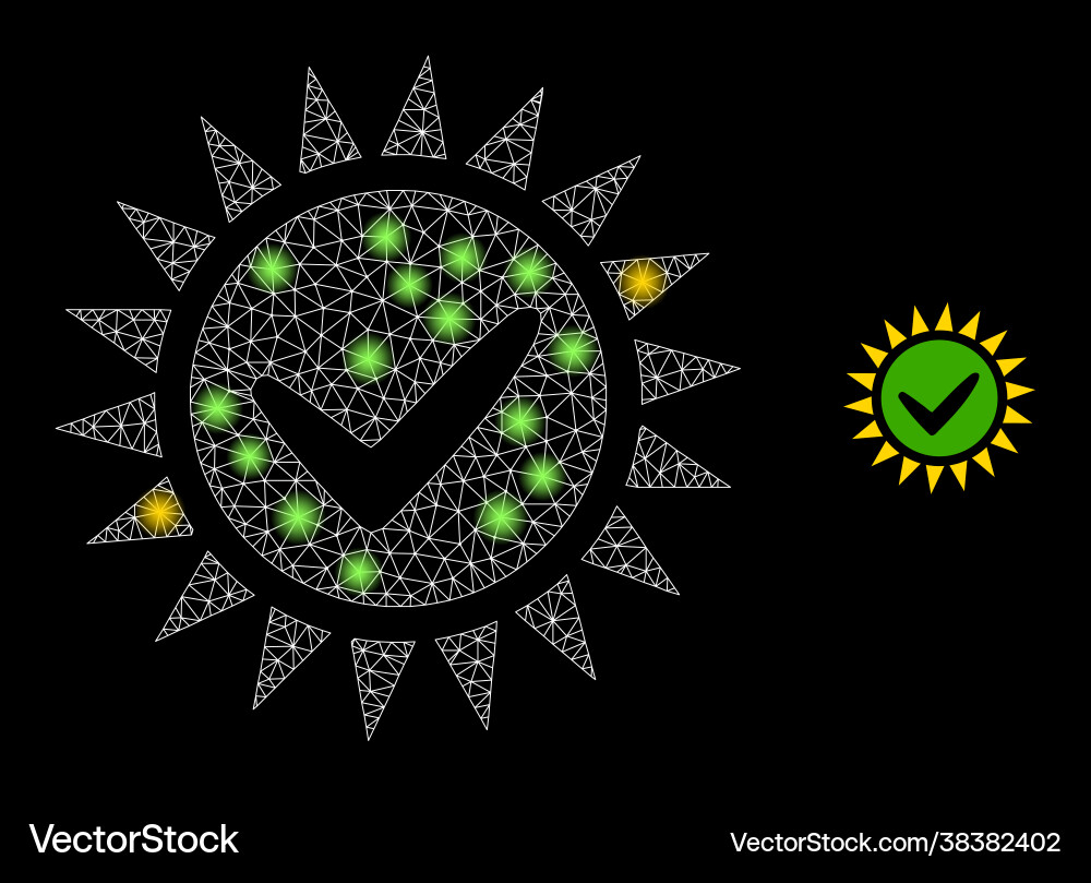 Polygonal network mesh push yes with glare spots Polygonal network mesh push yes with glare spots vector image