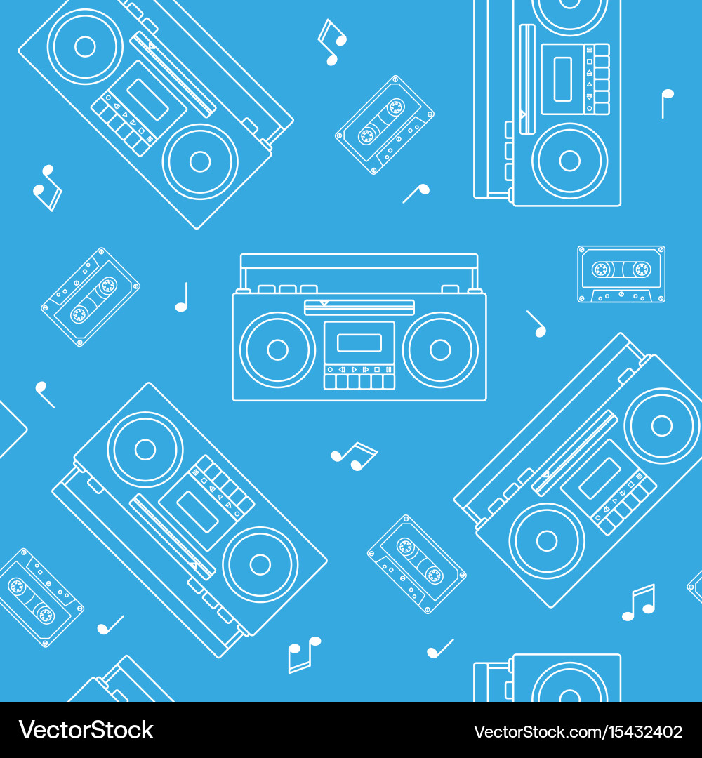 Retro Radio & Cassette Pattern vector image