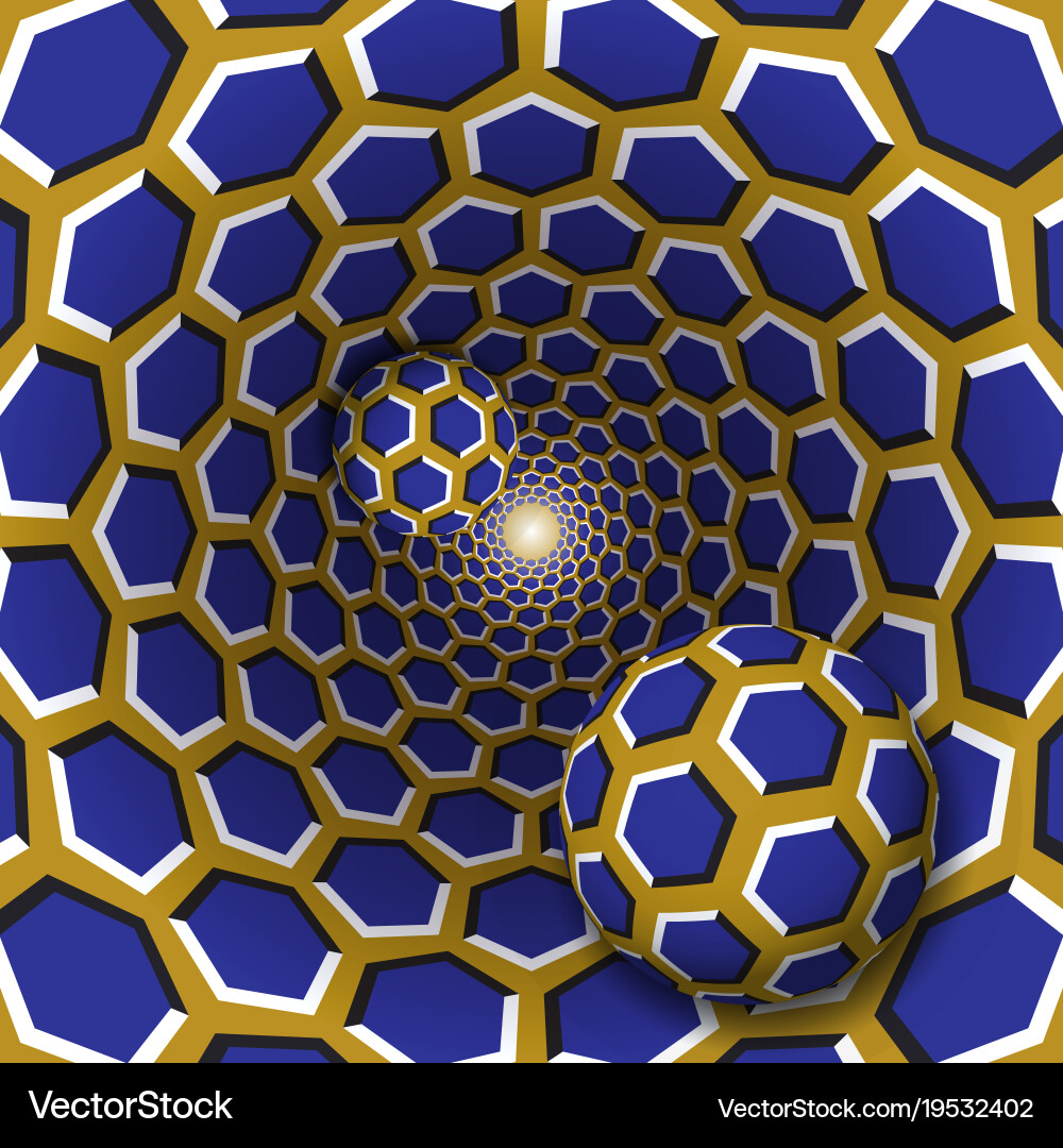 Rotating Hexagonal Balls Illusion vector image