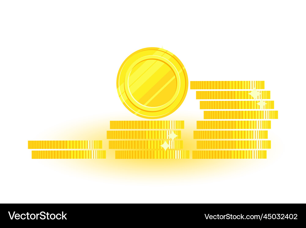 Round coin on stacks of coins side view three Round coin on stacks of coins side view three vector image