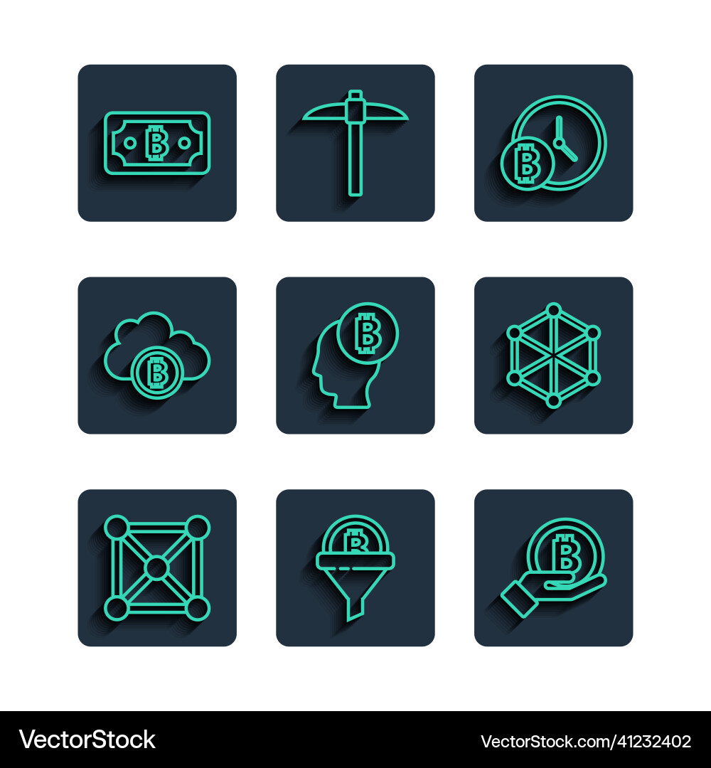 Set line blockchain technology sales funnel Set line blockchain technology sales funnel vector image