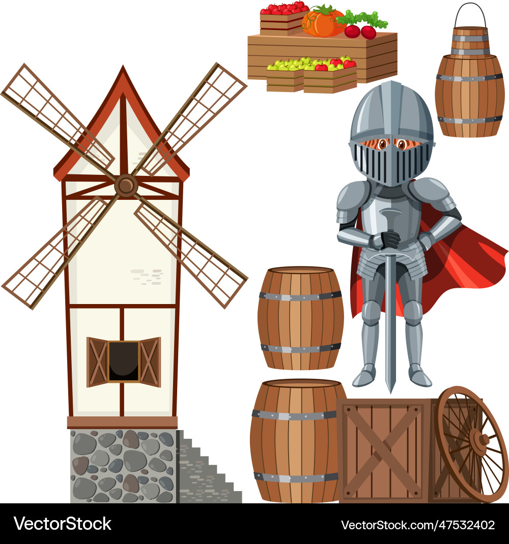 Set of medieval object Vector Image