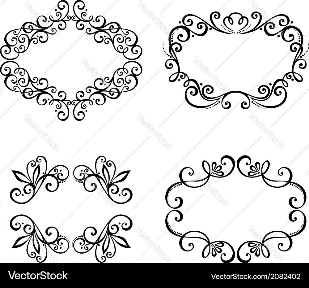 Set of ornamental frames for text vector image