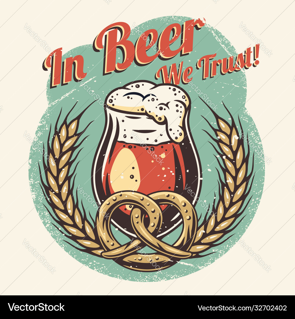 T-Shirt farbiger Druck mit Bierbecher Bretzel Gerste T-Shirt farbiger Druck mit Bierbecher Bretzel Gerste vektorbild