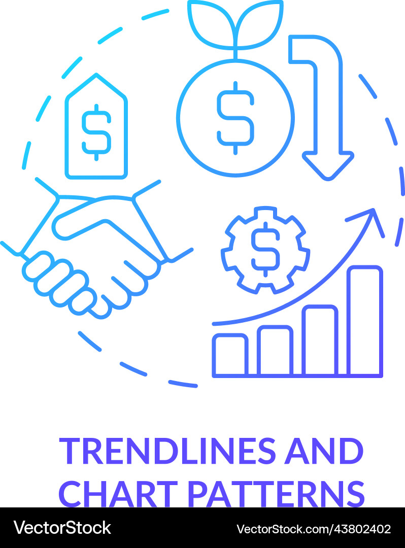 Trendlines and chart patterns blue gradient Trendlines and chart patterns blue gradient vector image