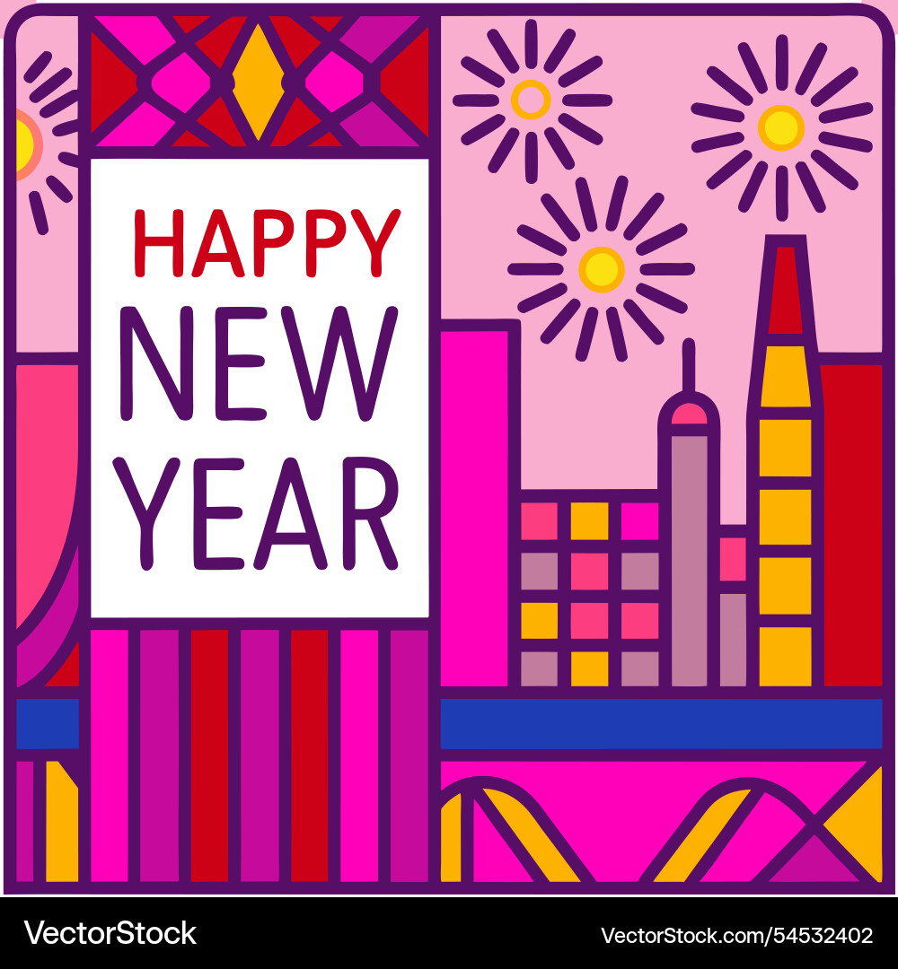 Vibrant happy new year celebration with fireworks Vibrant happy new year celebration with fireworks vector image