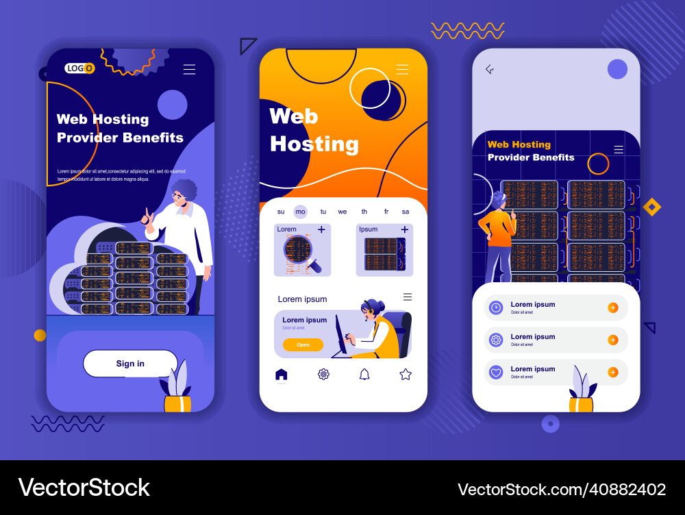Web hosting provider unique design for social Web hosting provider unique design for social vector image