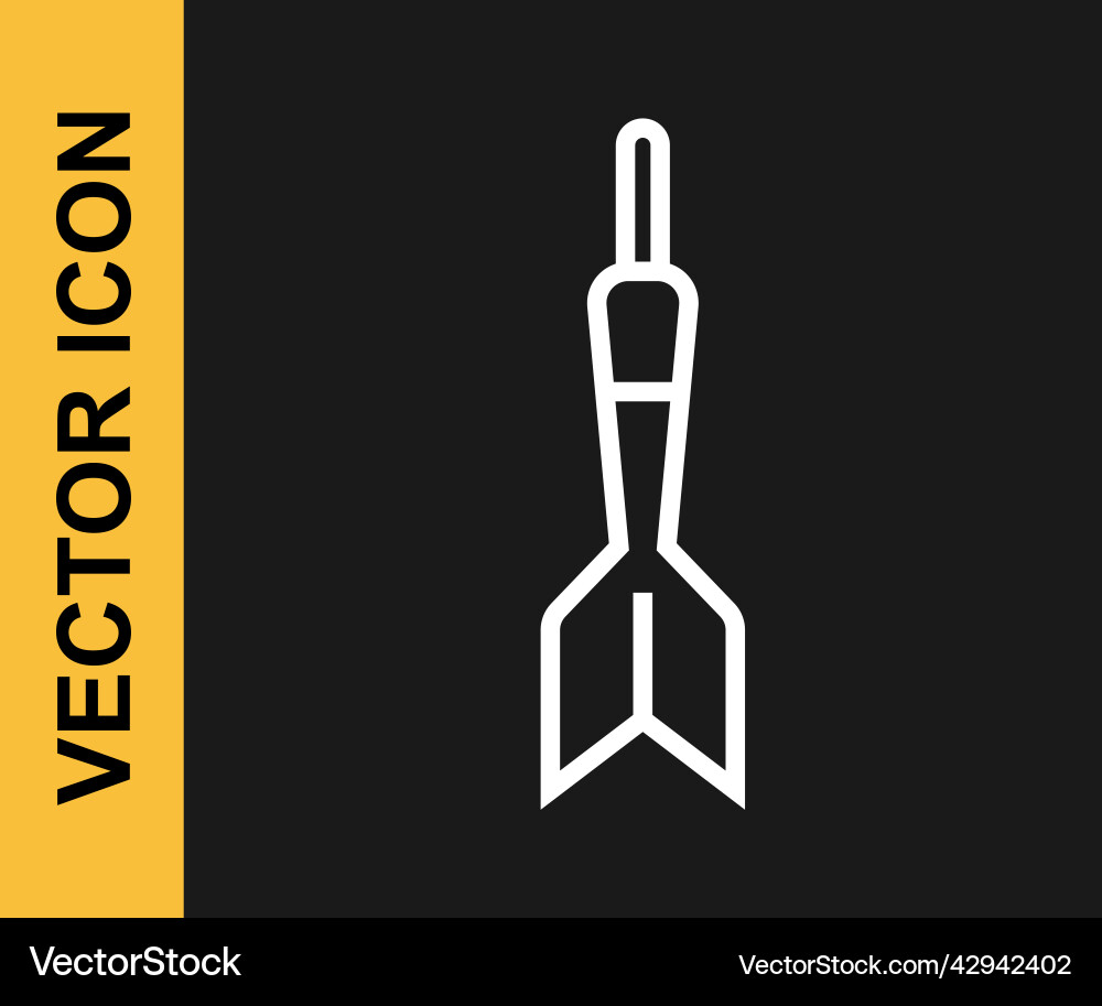 White line dart arrow icon isolated on black Vector Image