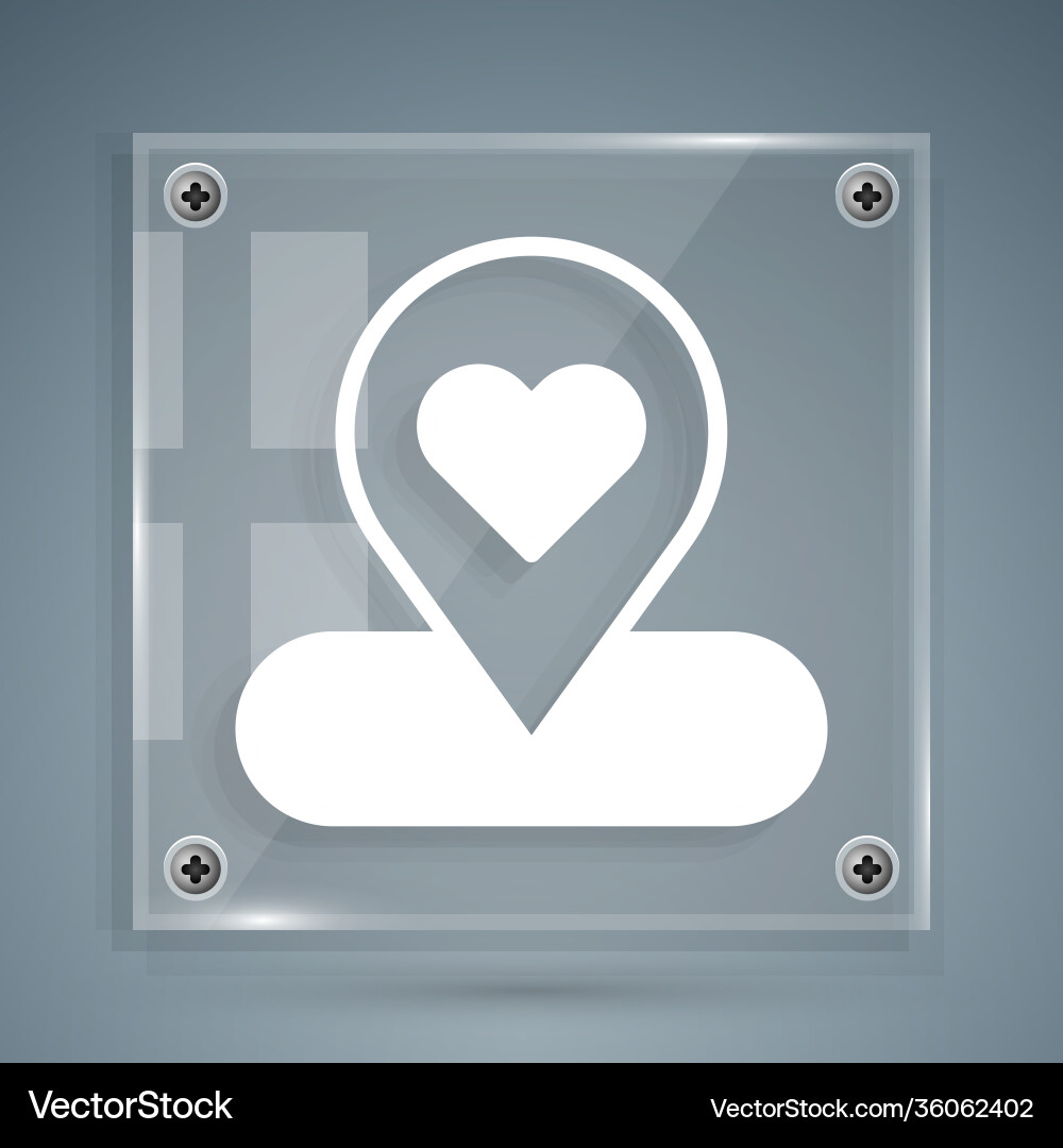 White map pointer with heart icon isolated on grey White map pointer with heart icon isolated on grey vector image