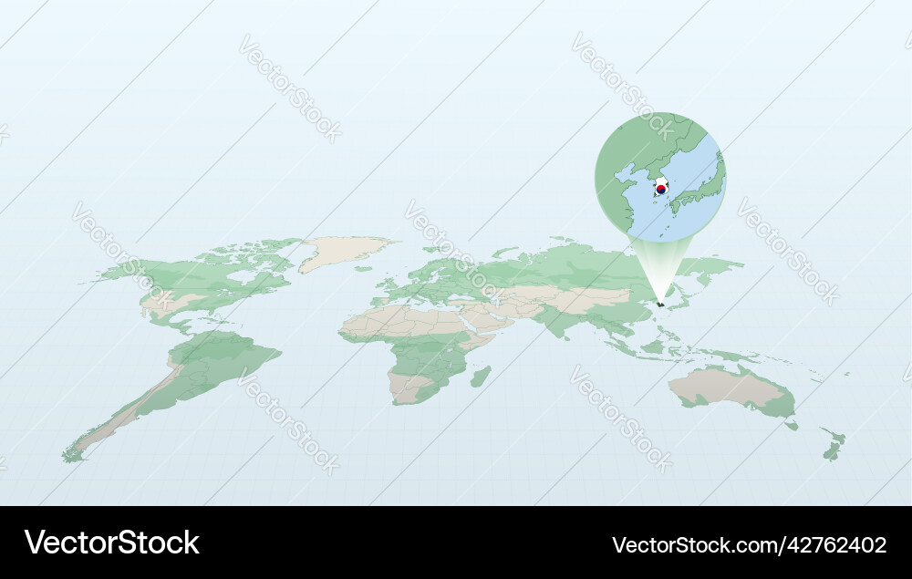 World map in perspective showing the location vector image