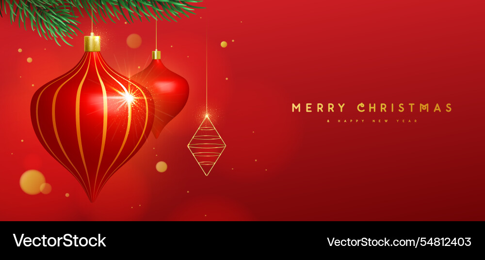 Christmas background with 3d plastic baubles Christmas background with 3d plastic baubles vector image