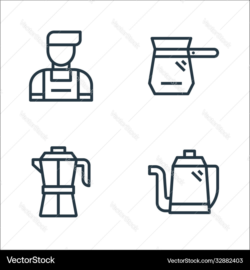 Coffee line icons linear set quality Coffee line icons linear set quality vector image
