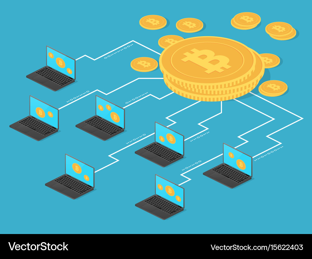 Crypto money and net banking bitcoin mining vector image