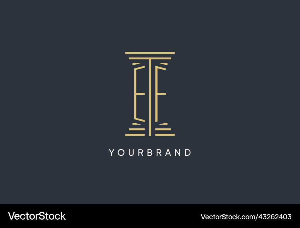 Ef initial monogram with pillar shape logo design Vector Image