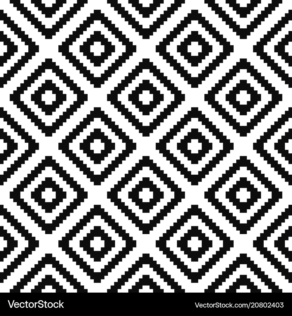 Geometric Square Pattern - Black & White Vector Image