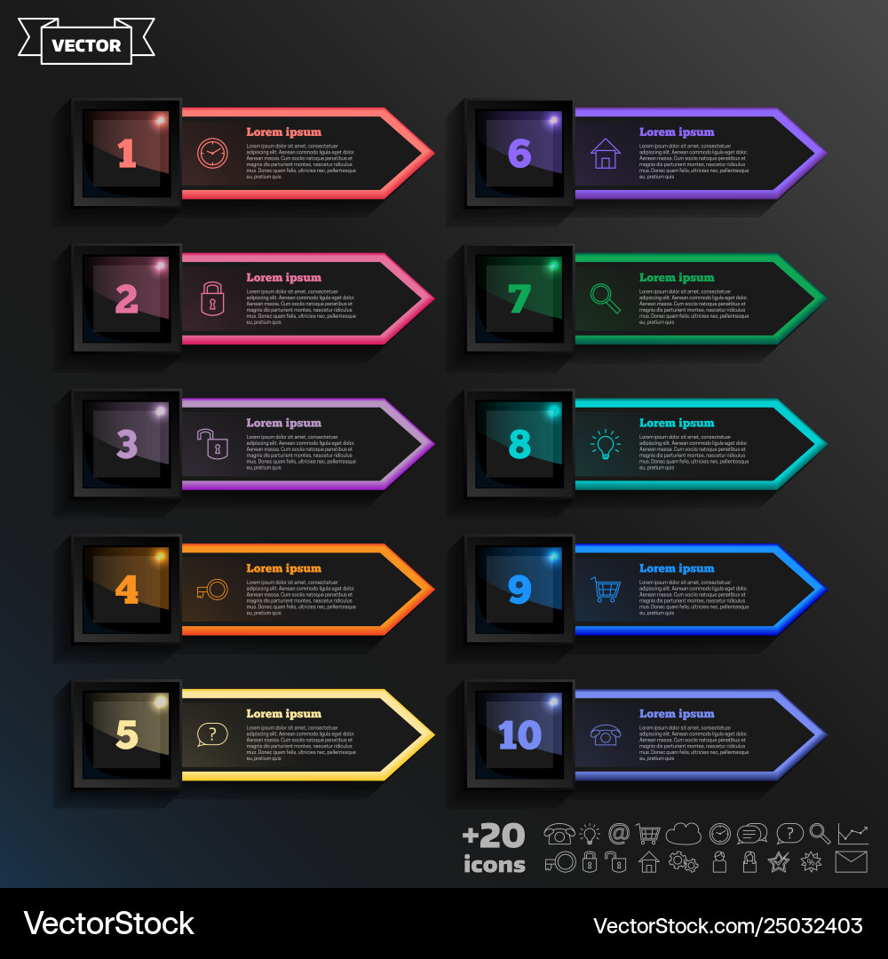 Infographic design list with colorful square Infographic design list with colorful square vector image