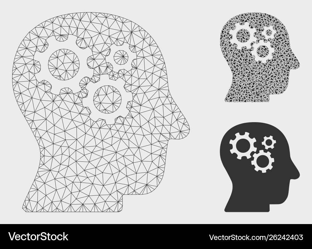 Intellect gears mesh network model Intellect gears mesh network model vector image