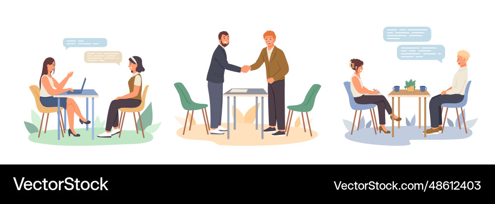Man and woman on interview talking with hr Vector Image