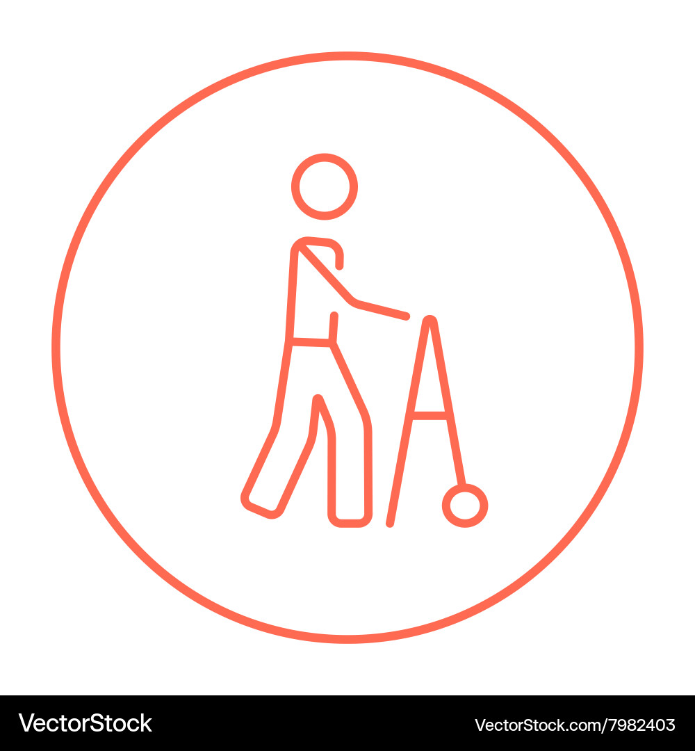 Man with walker line icon vector image